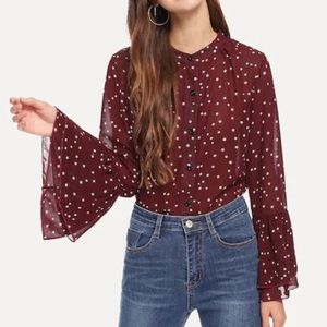 STAR PRINT FLOUNCE TOP